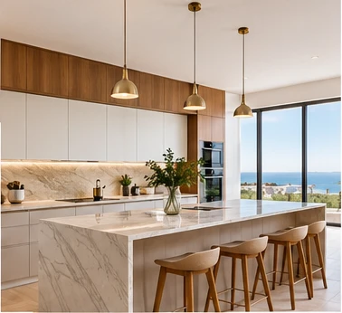 Finished kitchen with island