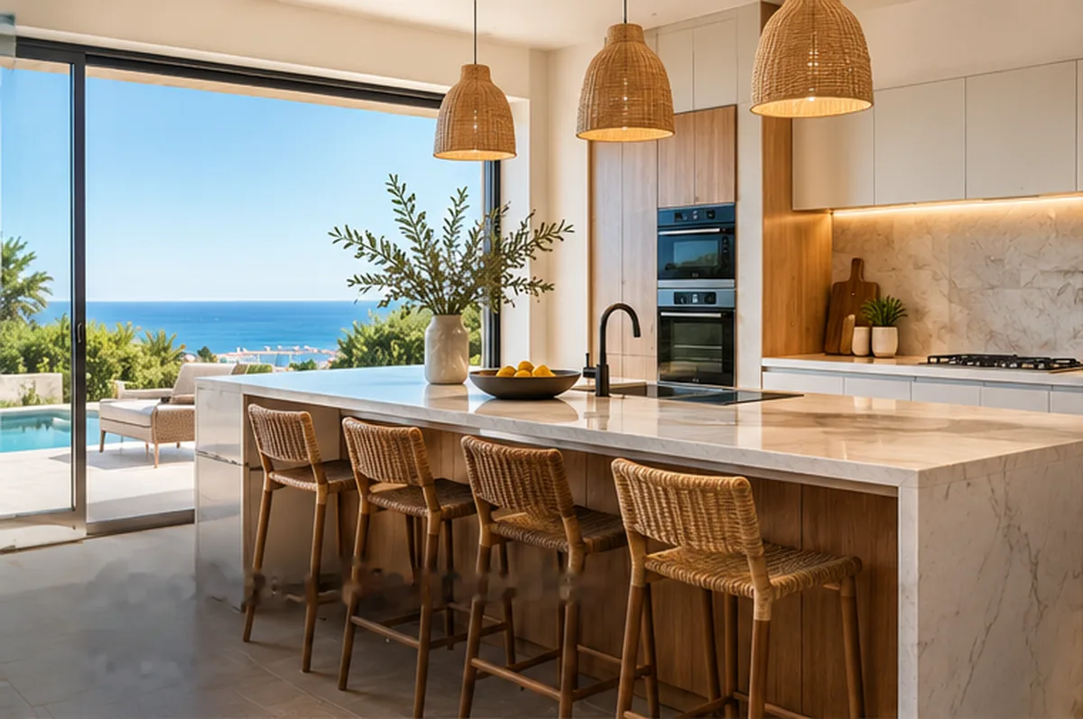 Renovated kitchen with a sea view in the Algarve